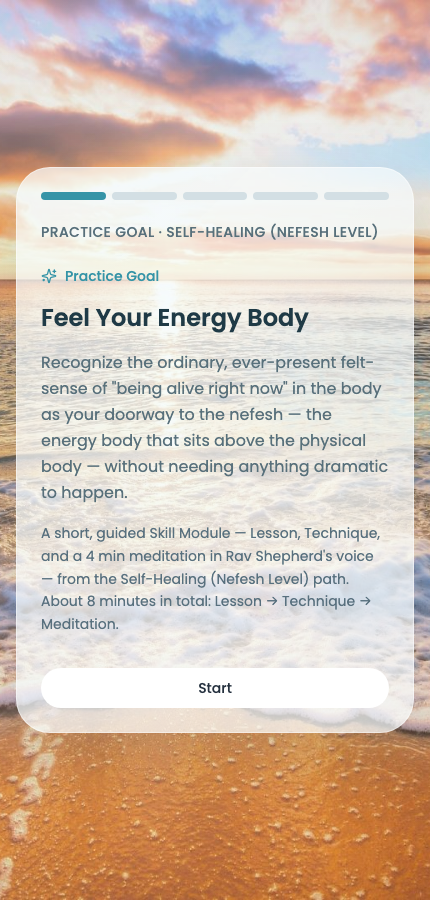 jMeditate app screen: Practice Goal for Feel Your Energy Body